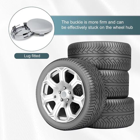 4 Pack Car Wheel Hub Center Cover, 2.2In x 2.36In x 0.57In Vehicle Wheel Hub Fastening Accessories, Universal Snap-in Automotive Wheel Hub Decoration for Most Cars (Silver) in Saudi Arabia