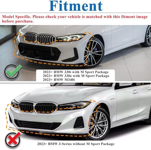 AeroBon Gloss Black Front Lip Spoiler Compatible with 2023 2024 BMW 3 Series G20 Sedan (LCI) Front Bumper Lip (MP Style) in Saudi Arabia