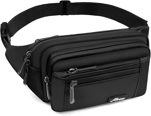 Fanny Pack for Men Women Waterproof Waist Pack Lightweight Belt Bag with 5-Zipper Pockets Crossbody Bag with Adjustable Strap for Sports Traveling Running Hiking (Black) in Saudi Arabia