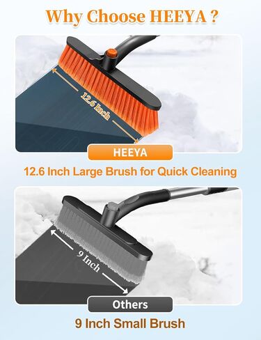 مكشطة سيارة هييا مع رأس فرشاة كبيرة مقاس 12.6 بوصة، مكشطة ثلج قابلة للتمديد لنافذة الزجاج الأمامي، وفرشاة ثلج ومكشطة ثلج لسيارات الدفع الرباعي والشاحنات - أزرق in Kuwait