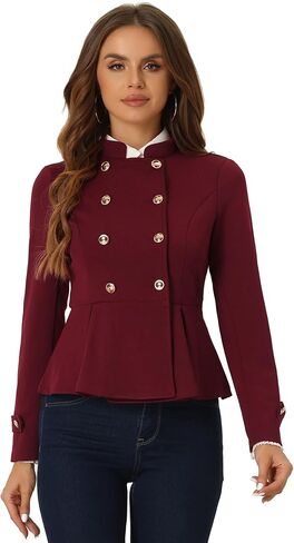 Allegra K Vintage Peplum Steampunk Jacket for Women's Lapel Collar Double Breasted Casual Office Blazer in Saudi Arabia