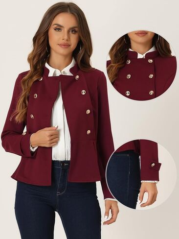 Allegra K Vintage Peplum Steampunk Jacket for Women's Lapel Collar Double Breasted Casual Office Blazer in Saudi Arabia