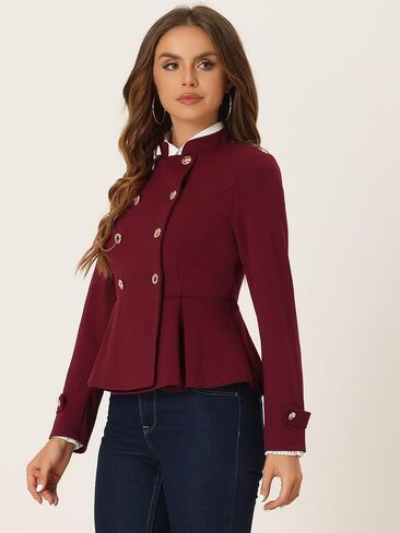 Allegra K Vintage Peplum Steampunk Jacket for Women's Lapel Collar Double Breasted Casual Office Blazer in Saudi Arabia