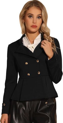 Allegra K Vintage Peplum Steampunk Jacket for Women's Lapel Collar Double Breasted Casual Office Blazer in Saudi Arabia