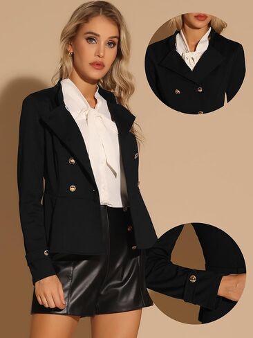Allegra K Vintage Peplum Steampunk Jacket for Women's Lapel Collar Double Breasted Casual Office Blazer in Saudi Arabia