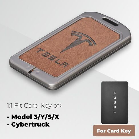 Key Card Holder for Tesla, Leather Card Key Holder for Model S/X/3/Y Cybertruck, Key Chain fit Tesla Key Card Holder,Door Entry Key Card Case Key Fob Cover Tesla Model 3 Y S X Accessories,Brown in Saudi Arabia