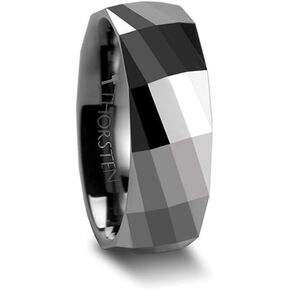 Mens Comfort Fit -Multi Faceted Tungsten Carbide Wedding Band Ring - 4mm 6mm 8mm Wide - Style name: ETERNITY