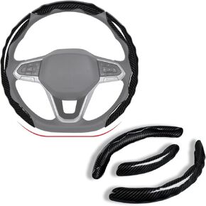 D Shaped Steering Wheel Cover Carbon Fiber,3 Piece Segmented Car Steering Wheel Protector,Anti-Slip & Comfortable Grip,Universal for 14.5"-15" Steering Wheel,Black
