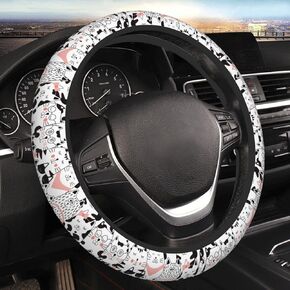 Cute Mushroom Steering Wheel Cover Women Men Elastic Stretch Soft Car Wheel Protector Universal Breathable No-Slip Car Accessories for Truck Van SUV Auto Fit 14-15 Inches
