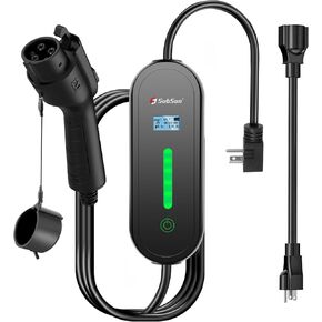 Level 1 & Level 2 EV Charger 16Amp 110-240V,17ft Cable, Portable Electric Vehicle Charger with NEMA5-15P & 6-20 Plug Compatible for SEA J1772 EV Cars for Home and Outdoor (Black)
