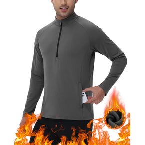 JWM Men's Golf Quarter Zip Fleece Pullover - Long Sleeve Athletic Running Hiking 1/4 Sweaters Shirt with Zip Pockets & UPF 50