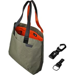 ALPAKA ELEMENTS TOTE Green & HUB Carabiner,Everything Tote Bag For Beach Travel and More - Foldable, Self-Standing Design - Weatherproof Fabrics.Versatile Pouch and Key Clip - Magnetic Latch