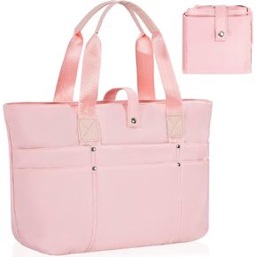 Foldable Tote Bag for Women, Lightweight Shoulder Bag With Compartment and Zipper for Travel, Work, Outdoor