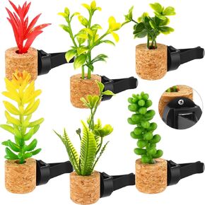 BBTO 6 Pcs Update Succulent Car Vent Clips Accessories Car Plant Mini Plant for Car Interior Car Decor Car Decorations Wooden Base Cute Artificial Plant Vent Accessory for Women Men (Classic)
