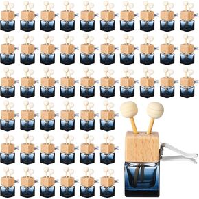 Zubebe 60 Pack 8 ml Car Diffuser Bottle Bulk with Vent Clip Air Freshener Bottle Empty Car Vent Diffusers for Essential Oils with Wooden Caps Stick Fragrance Ornament (Clear)