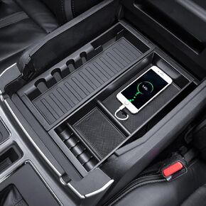 TACOBRO Center Console Organizer Compatible with 2015-2020 Ford F150 Accessories F250/350/450 SuperDuty (2017-2022) and Expedition (2018-2024) Armres Insert Tray, Full Console w/Bucket Seats ONLY
