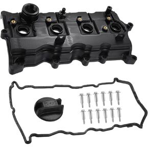Motoforti Engine Valve Cover Kit, for Nissan Altima 2007-2013, No.13264JA00A/13270JA00A, Rubber Plastic, Black, Silver Tone, 1 Set