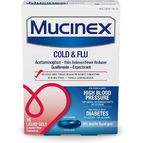 Mucinex Cold & Flu High Blood Pressure Liquid Gels, 16 ct.