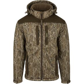 DRAKE Men's Non-Typical Standstill Windproof Agion Active XL Warm Fleece-Lined Quiet Durable Breathable Hooded Hunting Jacket, Mossy Oak Bottomland, 3X-Large
