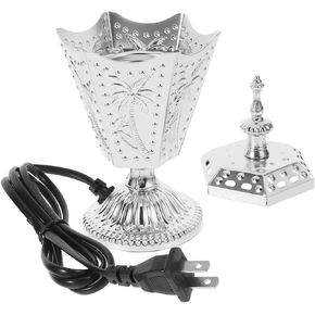 PRETYZOOM Electric Incense Burner Plug-in Incense Holder Silver Bakhoor Burner Copper Tabletop Incense Stove Oud Frankincense Burner for Yoga Spa Decor US Plug
