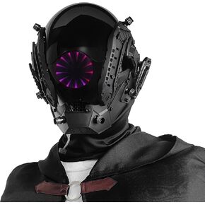 Punk Mask Cosplay for Men, Futuristic Mask With infinity mirror lights Techwear mask Cosplay Costume