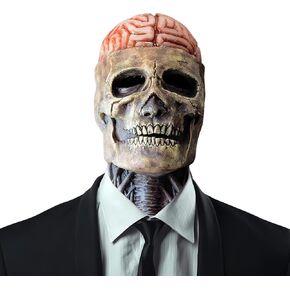 Halloween Skull Mask, Scary Full Head Skull Mask with Movable Jaw, Realistic Latex Cosplay Costume Masquerade Masks