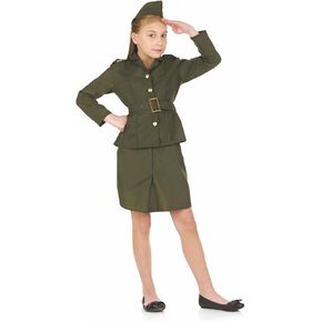 fun shack WW2 Army Girl Costume Kids, Army Girls Costume, Army Girl Halloween Costume, Girls Army Costume for Girls