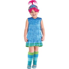 Party City Poppy Costume for Girls - Trolls 3 Trolls Band Together Costume Includes Dress, Wig with Attached Crown & Leg Warmers - Costumes for Halloween, Birthday Parties, & Themed Events Multi