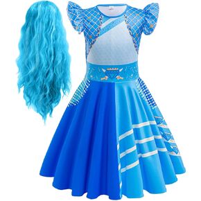 Girls Rise Red Costume with Wig Kids Red Costume for Halloween Girl Rise Red Princess Party Dress