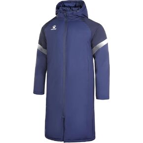 KELME Men's Long Parka Winter Coats, Windproof Hooded Soccer Jacket, Stadium Outdoor Cold Weather Warm Outerwear