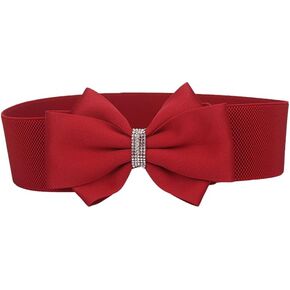 COTIM COYIN Women's Stretch Belt with Rhinestone Bow, Elastic Waist Accessory for Dresses and Jeans