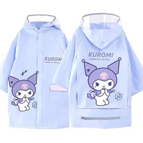 Kuromi Hooded Rain Coat Jacket Poncho Outwear for Girls Kids Children