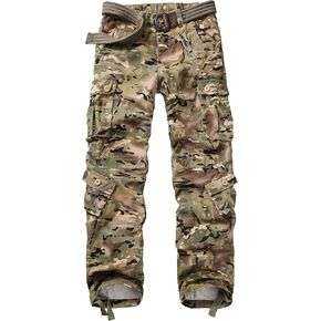 Cargo Pants for Men Casual Outdoor Relaxed Fit Camo Work Pants with 8 Pockets