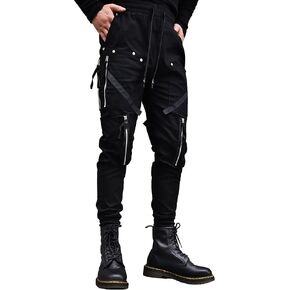 MOKEWEN Men's Street Wear Techwear Cyberpunk Ankle Casual Jogger Cargo Harem Pants with Pocket