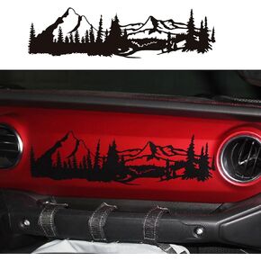Dashboard Decal Glove Box Beach Scenery Vinyl Sticker for Wrangler JL JLU Gladiator JT(Matte Black)