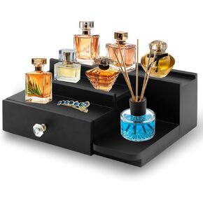 منظم كولونيا للرجال، حامل عرض كولونيا خشبي من 3 طبقات مع درج تخزين، منظم خزانة العطور على رف كولونيا in Kuwait