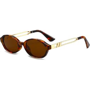 Retro Oval Sunglasses for Women Men Trendy Narrow Round Sun Glasses Y2K Designer Vintage Shades