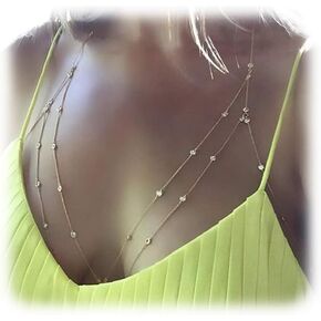 Summer Body Chain Bra Sexy Beads Shiny Luxury Long Rhinestone Bra Body Chains Bikini Body Chain Jewelry Cross for Women Beach Body Accessories
