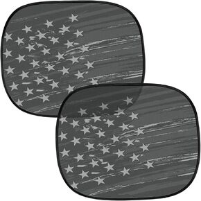 Motor Trend USA Black American Flag Car Window Shades, 2-Pack (18" x 14") - Car Window Covers Block Heat and Glare, Ideal Car Window Shade for Baby Pets Kids Travel, Car Window Shades for Side Window