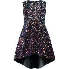 FAIRY COUPLE Velvet Sequin Glitter High Low Dress for Girls Teen
