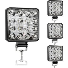 LED Truck Work Lights,4 Inch Square LED Light Pods 48W Waterproof Spot Lights Off-Road Lights Pod Lights for Car Boat Pickup Golf Cart Snowblower Lawn Mower ATV UTV 12V/24V (4 Pack)