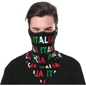 Italia Flag Text Balaclava Headwear for Outdoor, Italy Italian Neck Gaiter Face Cover Neck Scarf