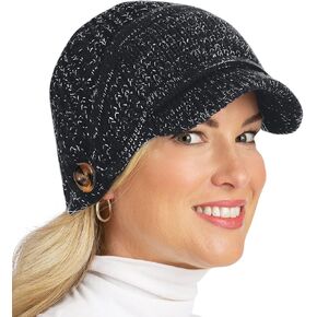 Collections Etc Stretchy Knit Brimmed Hat with Detachable Mask