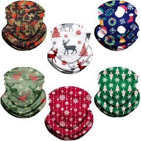 6 Pack Neck Gaiter Balaclavas Head Wrap Face Scarf Face Mask Versatile Bandana for Men Women (Multicolor-Light)