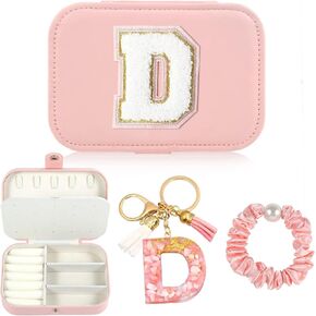 The Initial Jewelry Travel Case,Birthday Gifts For Wife,Bridesmaids,Teen Girls Gifts, Travel Jewelry,Case(A)