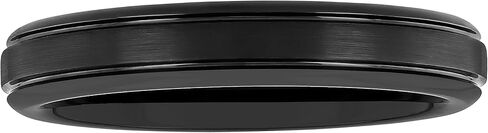 Tantalum Carbide 4mm Silver Gray Tone Satin and Black Finish Horizontal Double Grooved Men’s Wedding Band Ring in Saudi Arabia