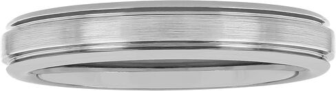 Tantalum Carbide 4mm Silver Gray Tone Satin and Black Finish Horizontal Double Grooved Men’s Wedding Band Ring in Saudi Arabia