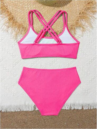 Milumia Girl's 2 Piece Swimsuits Criss Cross Spaghetti Strap Bikini Sets in Saudi Arabia