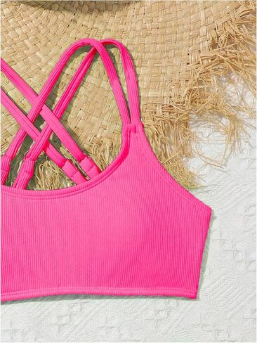 Milumia Girl's 2 Piece Swimsuits Criss Cross Spaghetti Strap Bikini Sets in Saudi Arabia