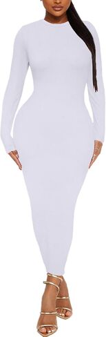 Women's Long Sleeve Bodycon Dress - Midi Casual Club Party Long Fitted Tight Fall Dresses in Saudi Arabia